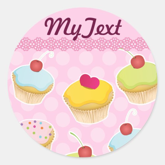 Sticker Rond Cupcakes personnalisés (Devant)