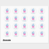 Sticker Rond Cupcakes rose et bleu tourbillon (Feuille)