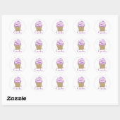 Sticker Rond Cupcakes rose et violet (Feuille)