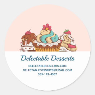 Sticker Rond Cupcakes Style Rétro Sweet Dessert Business