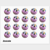 Sticker Rond Cupcakes violets (Feuille)