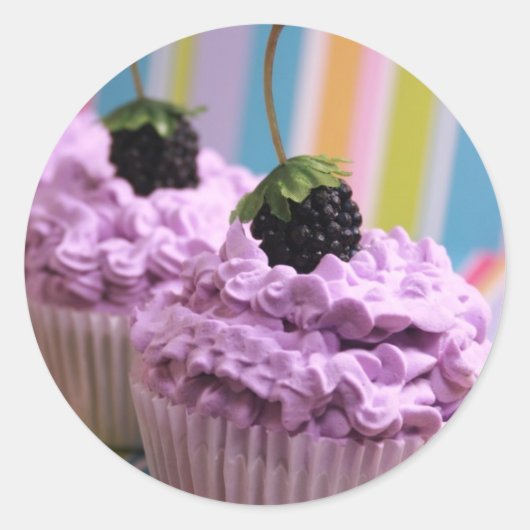 Sticker Rond Cupcakes violets (Devant)