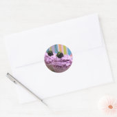 Sticker Rond Cupcakes violets (Enveloppe)