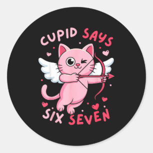 Sticker Rond Cupid dit 67 Six Sept Mème Chat Mignon Saint-Valen