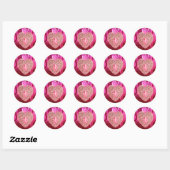 Sticker Rond CUPID LACE COEUR SILK FUCHSIA VÊTEMENT, Rouge rose (Feuille)