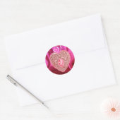 Sticker Rond CUPID LACE COEUR SILK FUCHSIA VÊTEMENT, Rouge rose (Enveloppe)