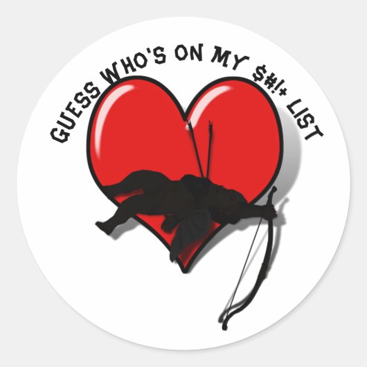 Sticker Rond Cupidon Anti Saint-Valentin  (Devant)