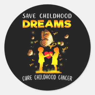 Sticker Rond Cure Cancer de l'enfance Sauvez les rêves Oncolo p