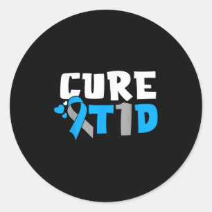 Sticker Rond Cure T1d Sensibilisation au diabète Type 1 Ruban b