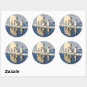 Sticker Rond Curieuse famille d'ours polaires (Feuille)
