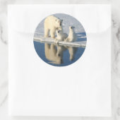 Sticker Rond Curieuse famille d'ours polaires (Sac)