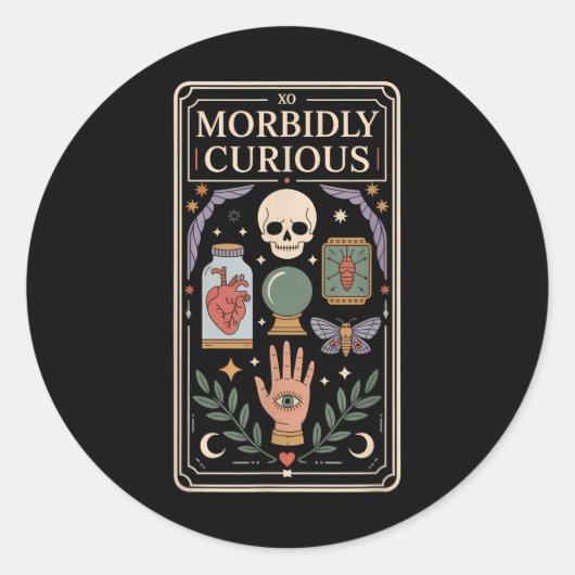 Sticker Rond Curieusement Morbide Oddities Chemise Gothique Vib (Devant)