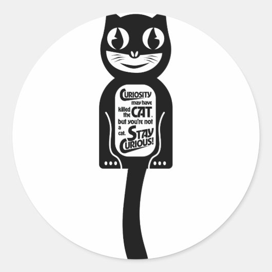 Sticker Rond Curieux chat noir (Devant)