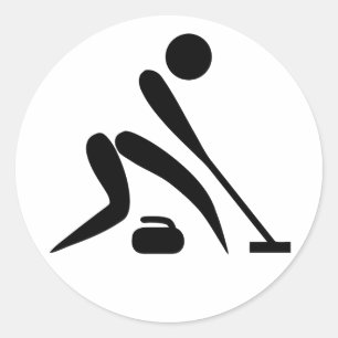 Sticker Rond Curling Curler Pierre Rock Broom
