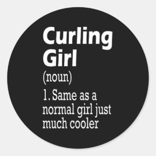 Sticker Rond Curling Girl