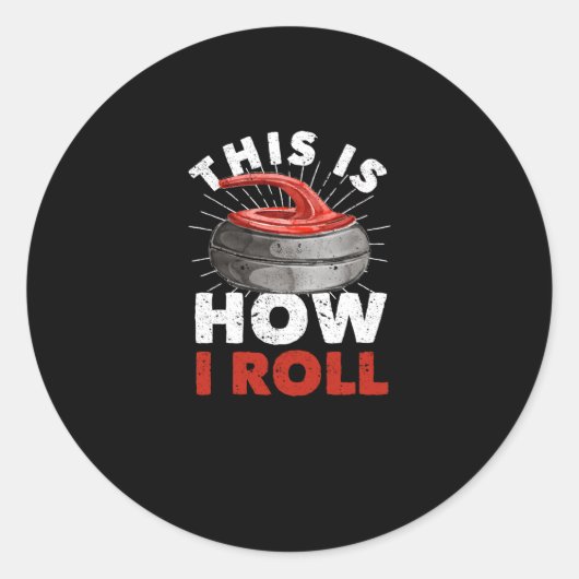 Sticker Rond Curling Player Fan Winter Sports Curler (Devant)