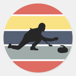Sticker Rond Curling Sport glace Salle de bain en pierre
