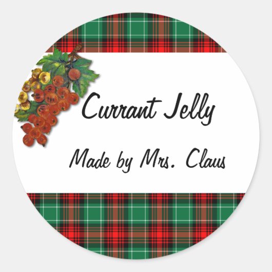 Sticker Rond Currants Green Red Plaid Custom Holiday Recette La (Devant)