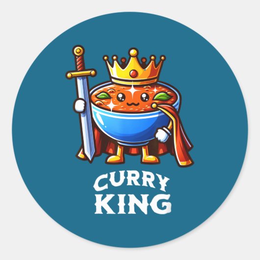 Sticker Rond Curry King Funny Quote Curry Indian Food Lover  (Devant)