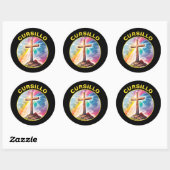 Sticker Rond Cursillo Wood Cross With Rainbow and Clouds (Feuille)