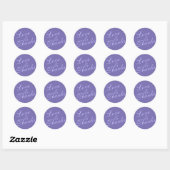 Sticker Rond Cursive Amour & Merci Mariage Très violet (Feuille)