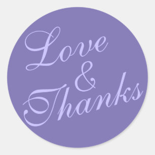 Sticker Rond Cursive Amour & Merci Mariage Très violet