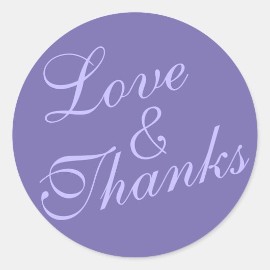 Sticker Rond Cursive Amour & Merci Mariage Très violet (Devant)