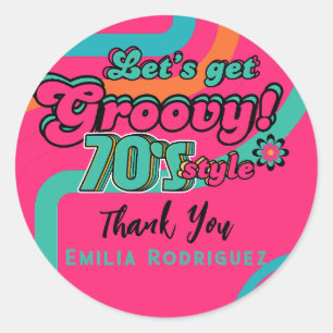 Sticker Rond Custom 70's Rétro Disco Anniversaire Boogie Groovy