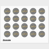 Sticker Rond CUSTOM Bar Mitzvah pour Joshua gris + or (Feuille)