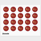 Sticker Rond CUSTOM Bar Mitzvah pour Ross rouge + faux or (Feuille)