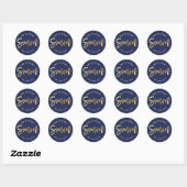 Sticker Rond CUSTOM Bar Mitzvah pour Simon marine + or (Feuille)