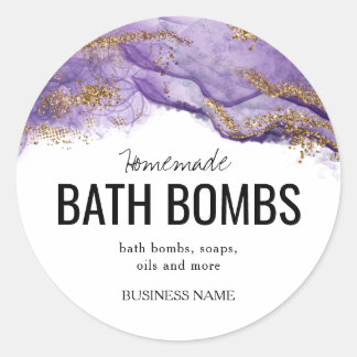 Sticker Rond Custom Bath Bomb Label Template – Editable Logo & 