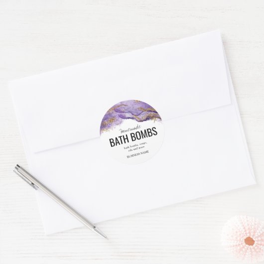 Sticker Rond Custom Bath Bomb Label Template – Editable Logo & (Enveloppe)