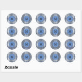 Sticker Rond Custom Blue Abstract (Feuille)