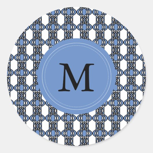 Sticker Rond Custom Blue Abstract (Devant)