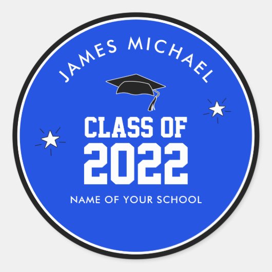 Sticker Rond Custom Blue Class of High School Graduation (Devant)