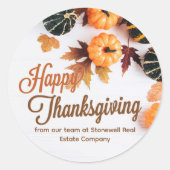 Sticker Rond Custom Business Thanksgiving Beau Citrouille (Devant)