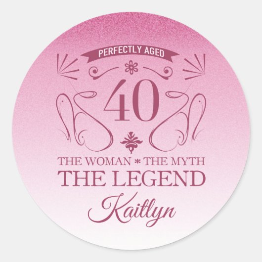 Sticker Rond Custom Cute Happy 40th Birthday (Devant)