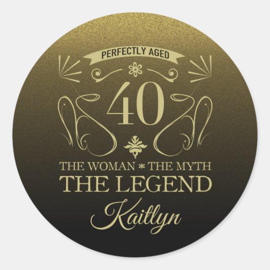 Sticker Rond Custom Cute Happy 40th Birthday (Devant)