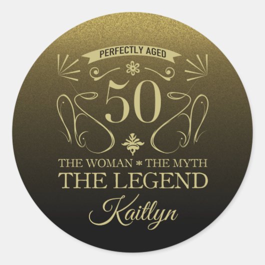 Sticker Rond Custom Cute Happy 50th Birthday (Devant)