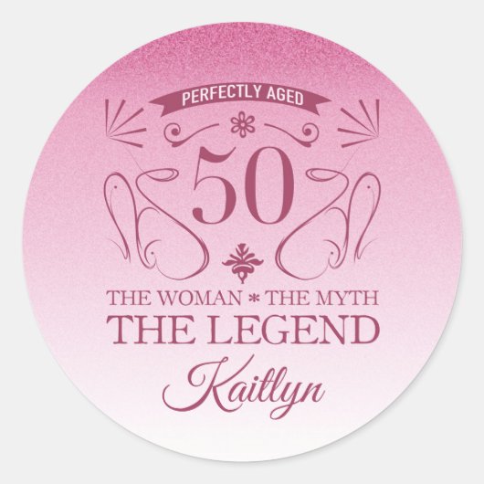 Sticker Rond Custom Cute Happy 50th Birthday (Devant)
