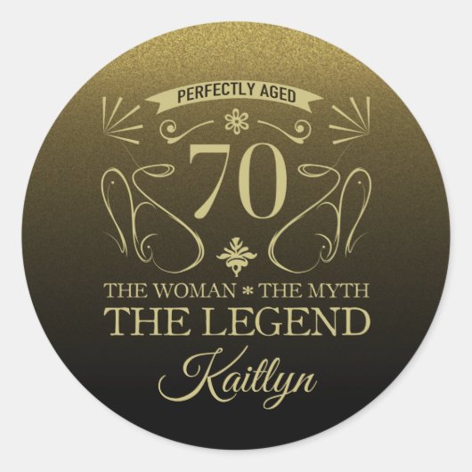 Sticker Rond Custom Cute Happy 70th Birthday (Devant)