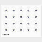 Sticker Rond Custom Dark Blue Heart Wedding Sanitizer Hands (Feuille)