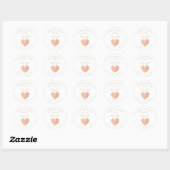 Sticker Rond Custom Dusty Pink Heart Wedding Sanitizer Hands  (Feuille)