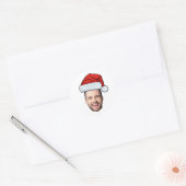 Sticker Rond Custom Face Photo Santa Claus Hat Christmas (Enveloppe)