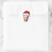 Sticker Rond Custom Face Photo Santa Claus Hat Christmas (Sac)