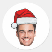 Sticker Rond Custom Face Photo Santa Hat Christmas (Devant)
