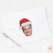 Sticker Rond Custom Face Photo Santa Hat Christmas (Enveloppe)