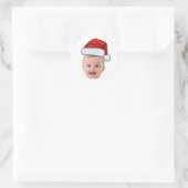 Sticker Rond Custom Face Photo Santa Hat Christmas (Sac)