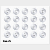Sticker Rond Custom Faux Silver Modern Modèle Ajouter Votre Tex (Feuille)